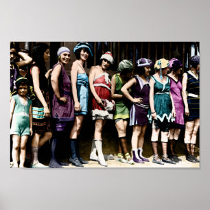 Póster Competição do fato de banho do vintage