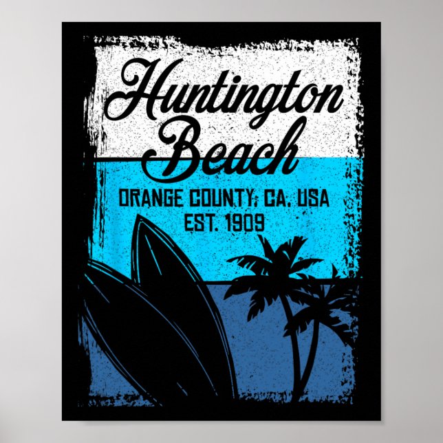 Poster Competições de Surf de Huntington Beach Homens Mul (Frente)