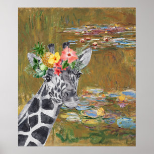 Poster Compilação de Monet Lily Pond e Girafa