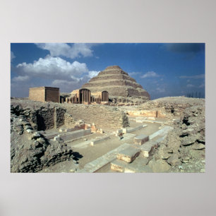 Póster Complexo de Djoser que inclui a pirâmide da etapa
