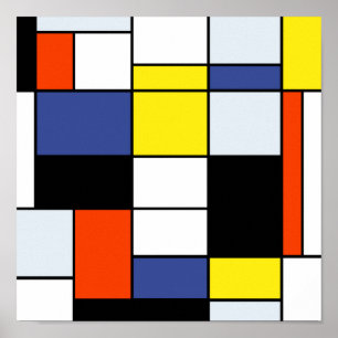 Póster Composição A de Piet Mondrian - Arte Moderna Abstr