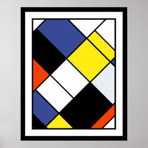 Póster Composição A de Piet Mondrian - Arte Moderna Abstr