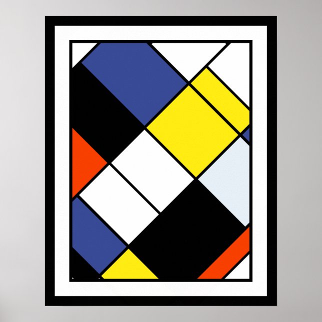 Póster Composição A de Piet Mondrian - Arte Moderna Abstr (Frente)