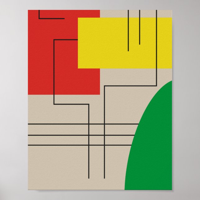 Poster Composição Abstrata Geométrica com Cores Intensas (Frente)