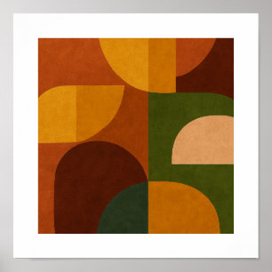 Poster Composição Abstrata Modernista de Meados do Século