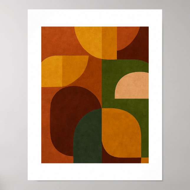 Poster Composição Abstrata Modernista de Meados do Século (Frente)