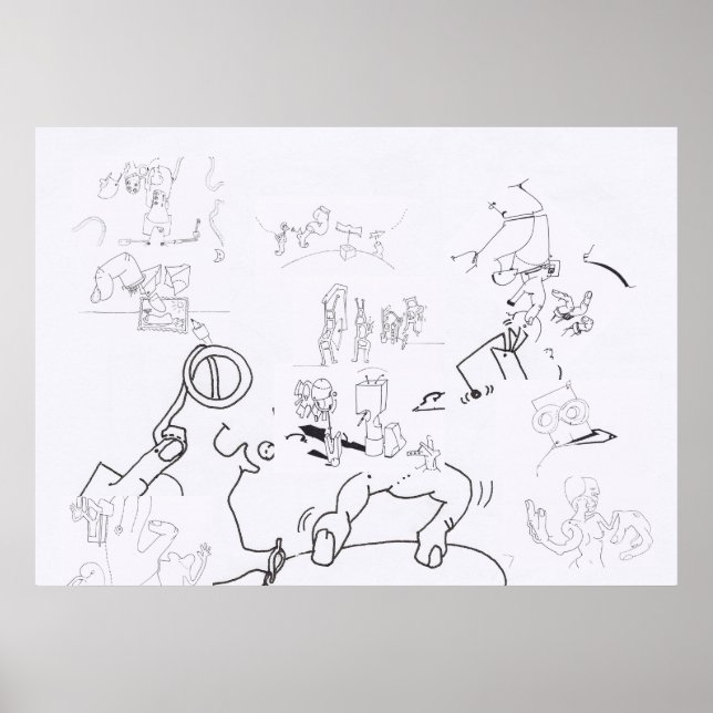 Póster Composição com Coloração de Desenhos Surreais P 2 (Frente)