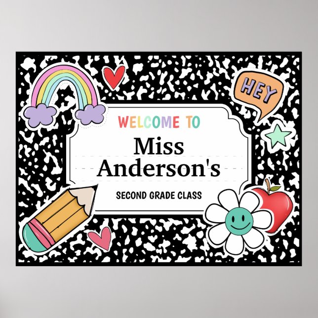 Poster Composição da sala de aula do professor de noteboo (Frente)