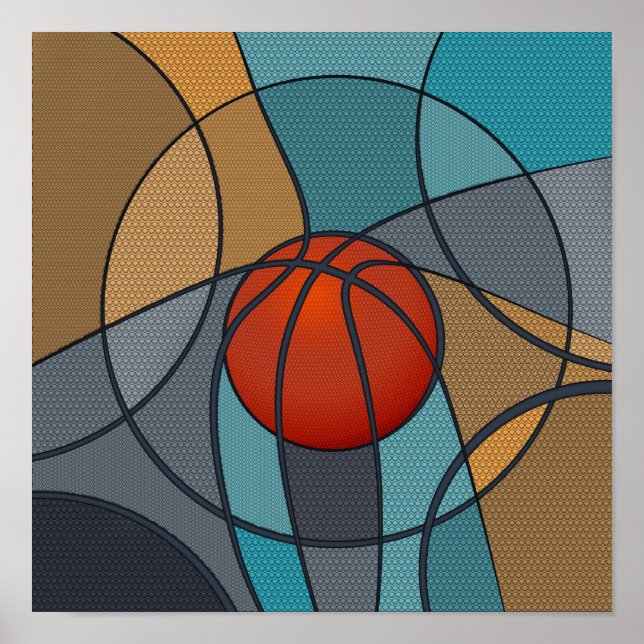 Poster Composição de Abstrato de basquetebol (Frente)