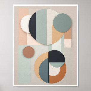Poster Composição de abstrato minimalista em formas geomé