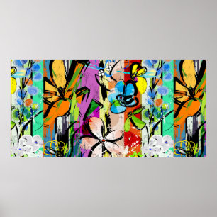 Poster Composição de fundo abstrato com flores, com