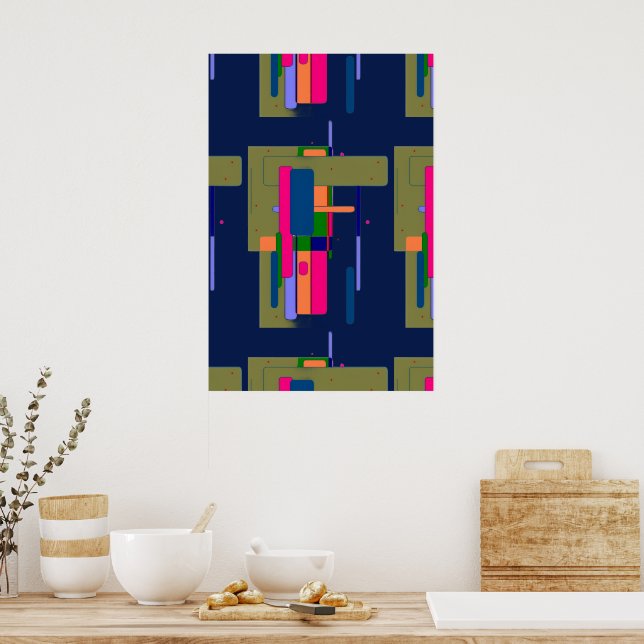 Poster Composição de Obra de Arte Abstrata (Cozinha)
