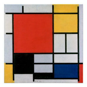 Póster Composição de Piet Mondrian Vermelho Amarelo Azul