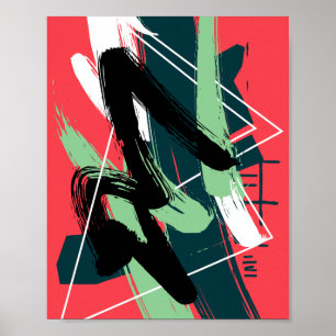 Poster Composição Dinâmica de Pinceladas Abstratas