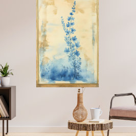 Poster Composição floral azul. Tipo: Decorativo enquadrad