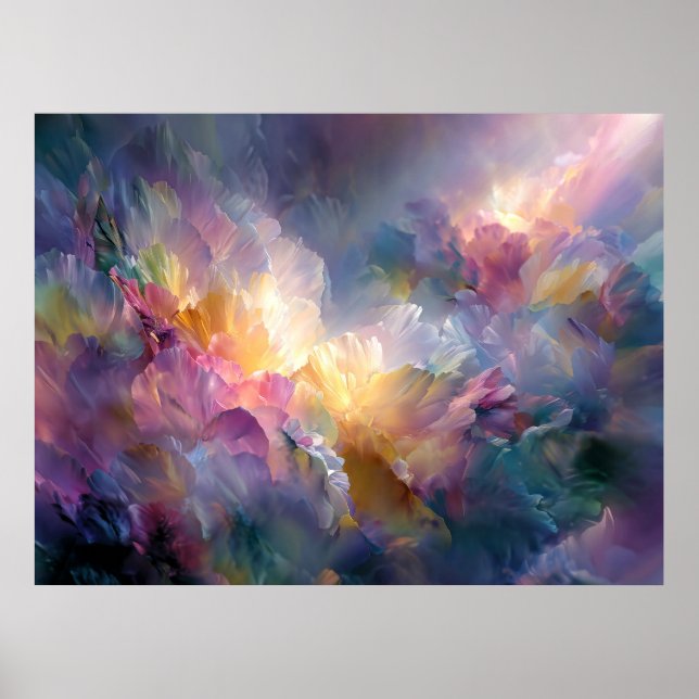 Poster Composição floral pastel abstrata brilhante (Frente)