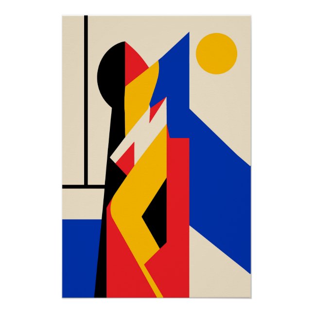 Póster Composição Geométrica Abstrata Bauhaus (Frente)