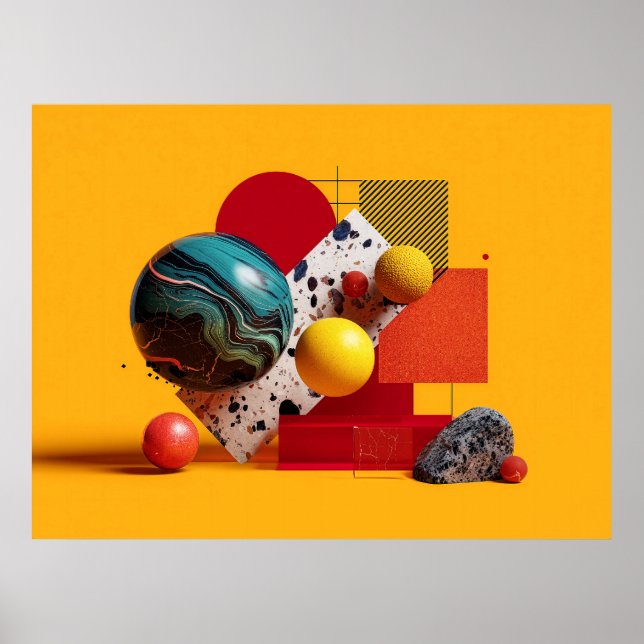 Poster Composição geométrica abstrata colorida (Frente)