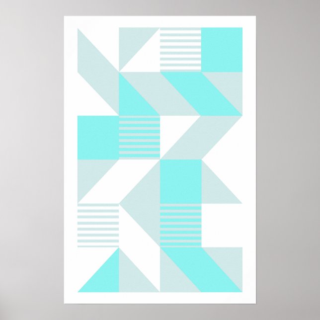 Poster Composição Geométrica em Tons de Água (Frente)