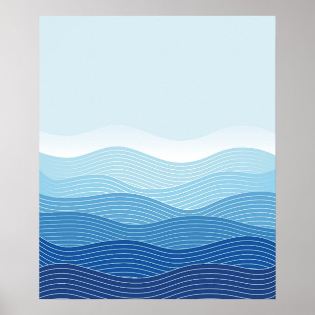 Poster Composição minimalista das ondas Abstrato (Frente)