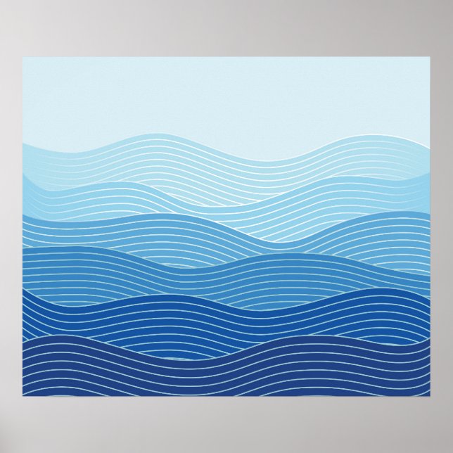 Poster Composição minimalista das ondas Abstrato (Frente)
