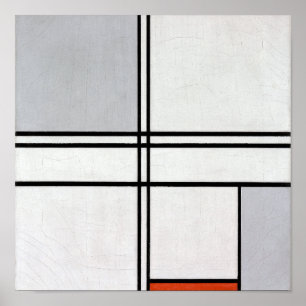 Poster Composição (Nº 1) Cinza-Vermelho Piet Mondrian