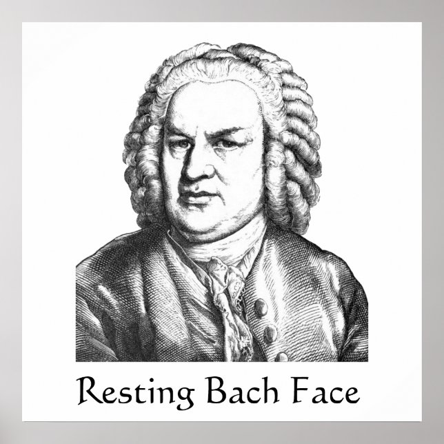 Poster Compositor de Música Clássica de Bach Face em Desc (Frente)