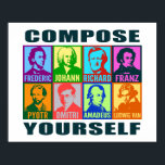 Póster Compositores de pop Art | Componha-se<br><div class="desc">As cores brilhantes acrescentam um espírito moderno de pop a estes retratos estilizados gráficos de compositores musicais famosos. Cada retrato é desenhado com duas cores intensas diferentes e tem o primeiro nome do artista colocado abaixo em uma fonte arrojada e limpa. São apresentados oito compositores: Chopin, Bach, Wagner, Schubert, Tchaikovsky,...</div>