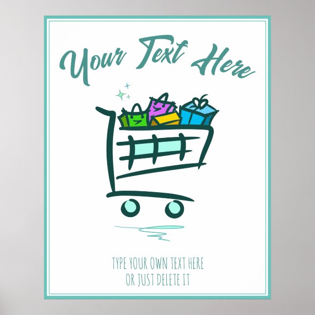 Poster Comprando Carrinho. Promoção / Venda de inverno (Frente)