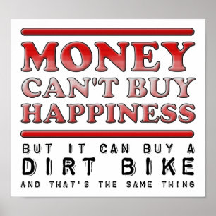 Póster Comprando Felicidade Cartaz Engraçado de Moto de T