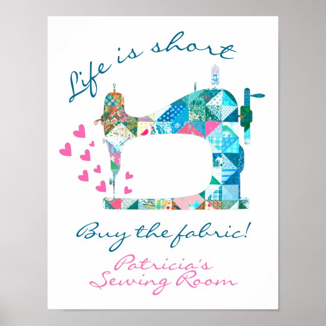 Poster Comprar A Máquina De costura De Tecido (Frente)