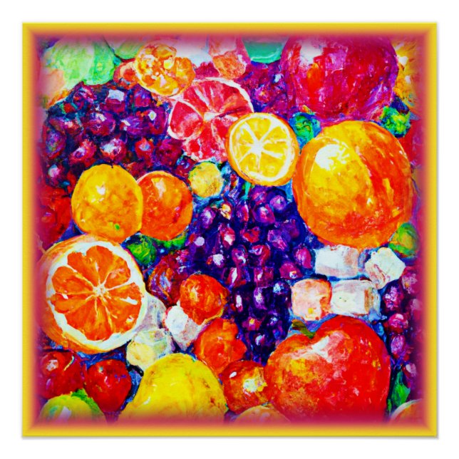 Póster comprar de Arte Fresco - Padrão de Frutas (Frente)