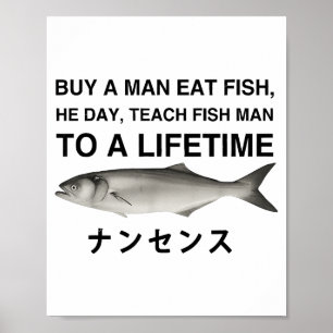 Poster Comprar Um Homem Comer Peixe Ele Dia Ensinar Peixe