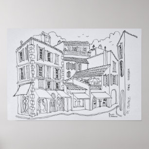 Póster Compras em Saint-Tropez Riviera Francesa, França