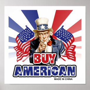 Póster Compre Americano ( Feito na China ) - Piada Engraç