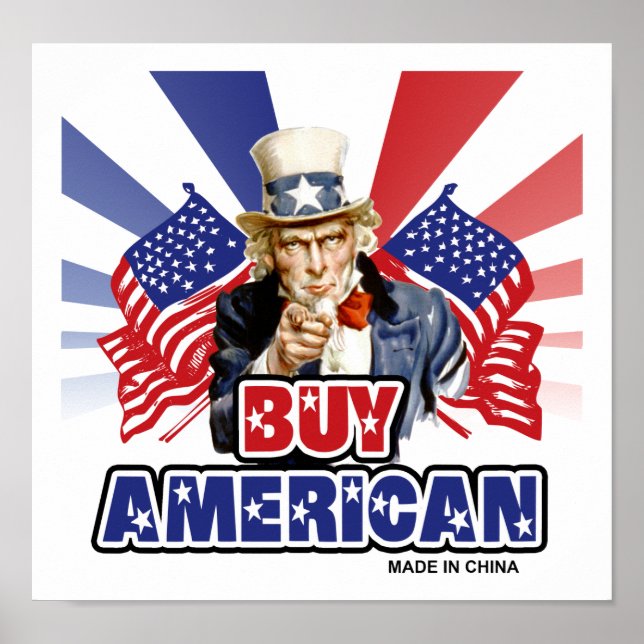 Póster Compre Americano ( Feito na China ) - Piada Engraç (Frente)