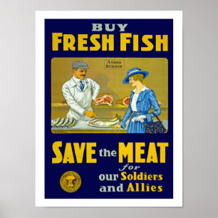 Póster Compre economias do ~ dos peixes frescos a carne