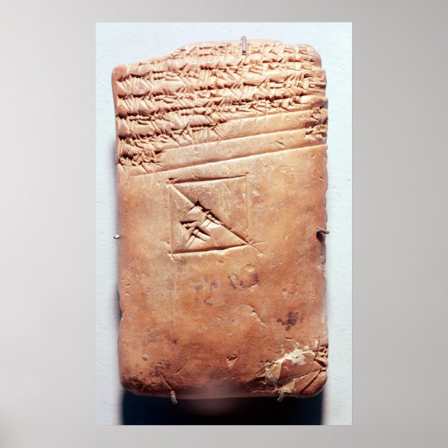 Póster Comprimido com escrita cuneiforme, c.1830-1530 BC (Frente)