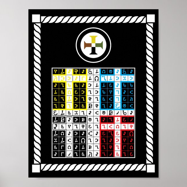 Póster Comprimido Enochian Earth Elemental na Canvas (Frente)