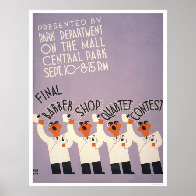 Poster Compro Barber Central Park 1937 WPA (Frente)