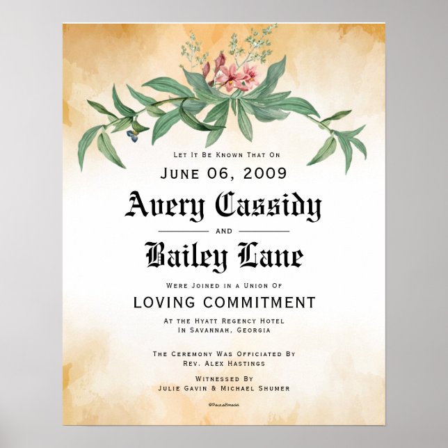 Poster Compromisso de Amar: atestado de casamento (Frente)