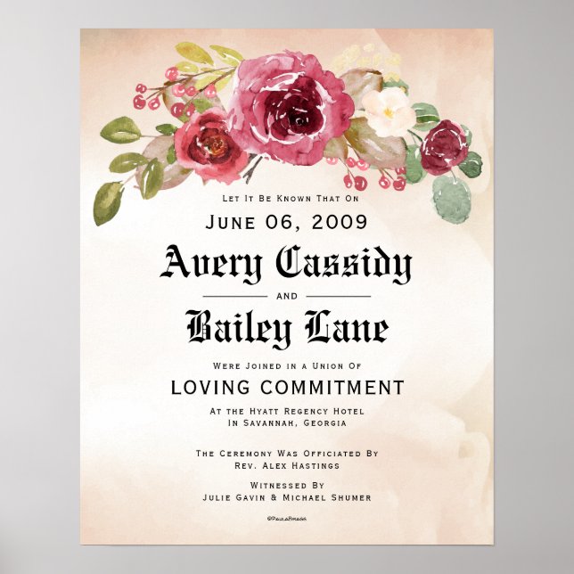 Poster Compromisso de Amar: atestado de casamento (Frente)