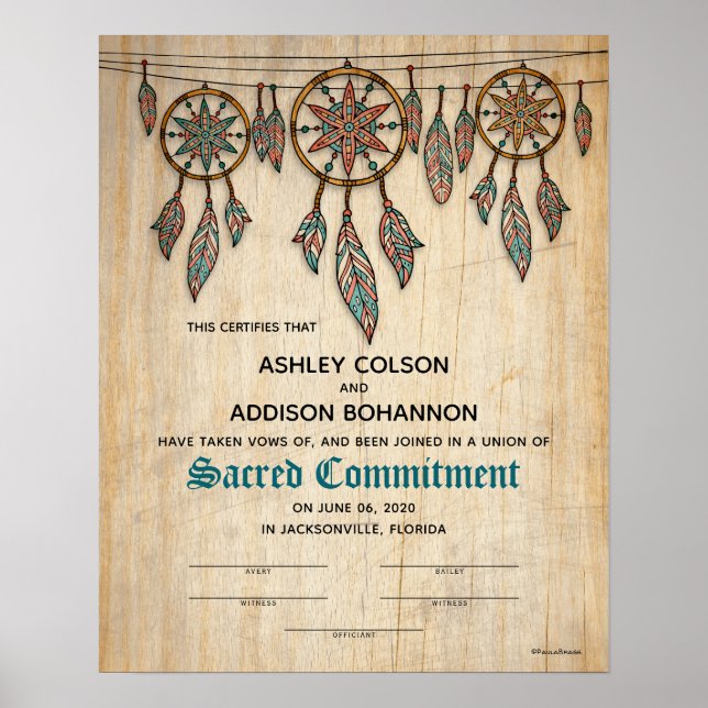 Poster "Compromisso Sagrado" Boho Rustic WeddingCertifica (Frente)
