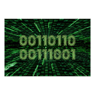 Póster Computação verde vibrante com código binário 69 do