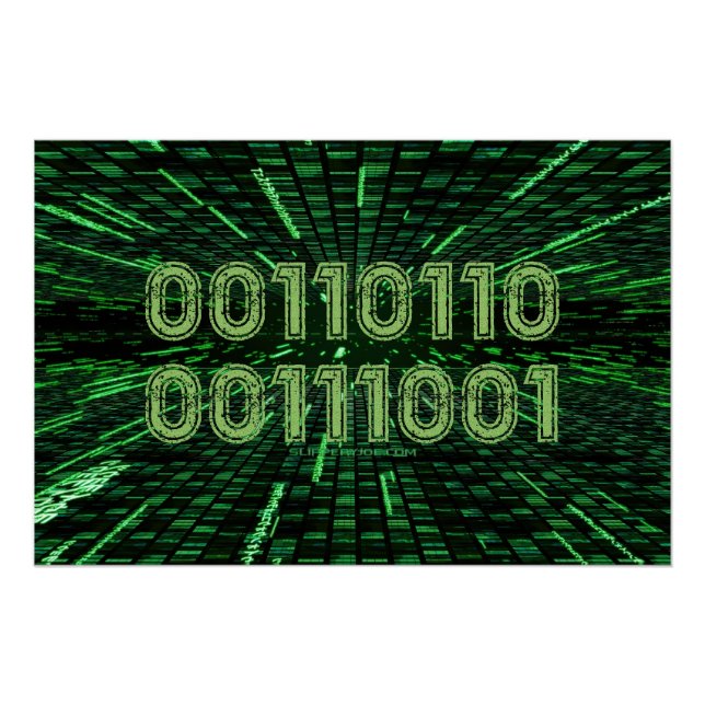 Póster Computação verde vibrante com código binário 69 do (Frente)