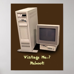 Póster Computador de Mesa Antigo Reinicializar Pequeno