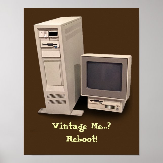 Póster Computador de Mesa Antigo Reinicializar Pequeno (Frente)