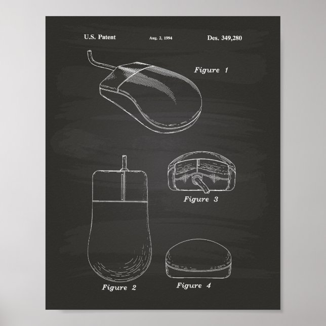 Poster Computador Mouse 1994 Quadro de arte patenteado (Frente)