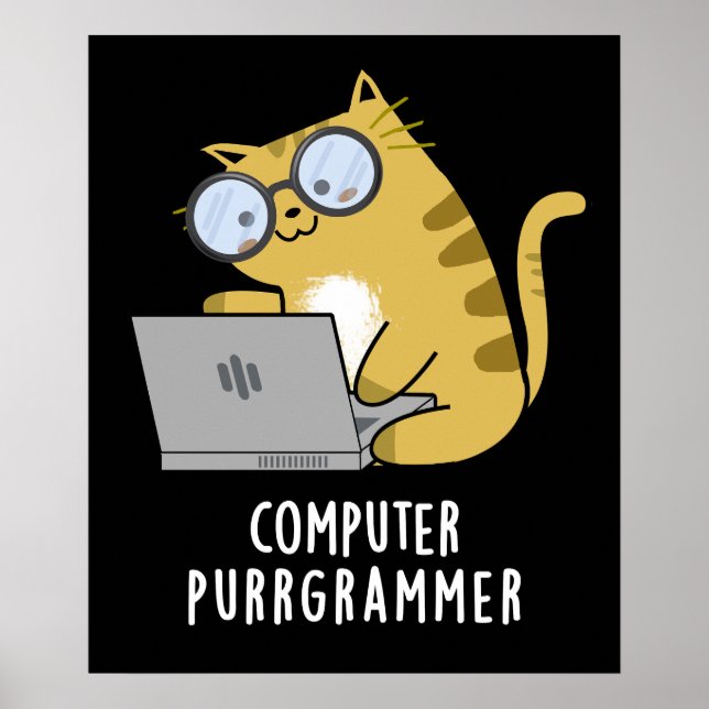 Poster Computador Purr-grammer Gato Engraçado Gato Pun Es (Frente)