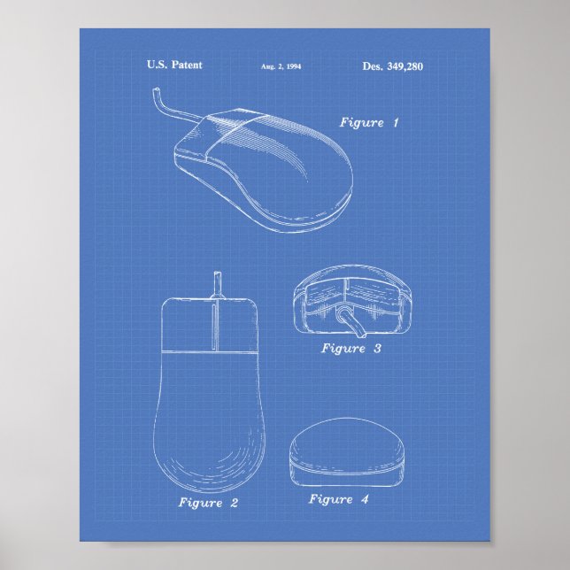 Póster Computer Mouse 1994 Patent Art Blueprint (Frente)